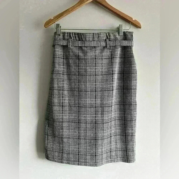 NWT Max Studio Women’s Grey Plaid Belted Skirt Work Office Preppy Prep Medium - Picture 6 of 10